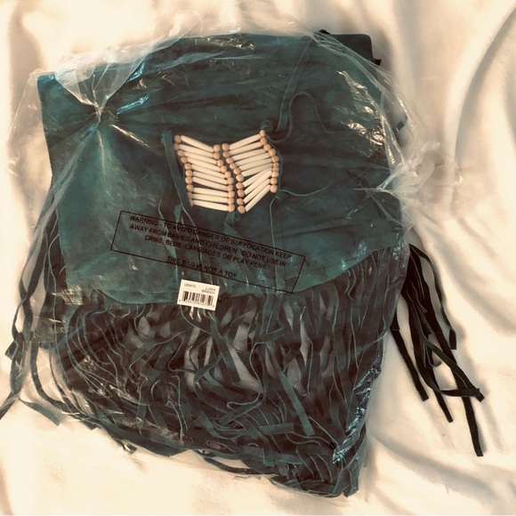 Highly sought after RAJ suede crossbody w/chevron front beading & fringe trim. - Picture 13 of 14